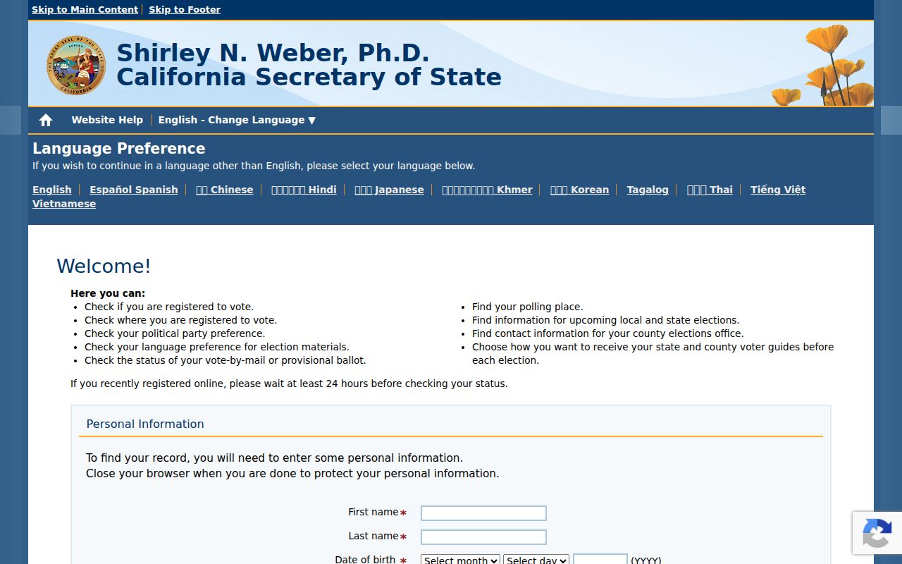 Concord residents directory California voter status form