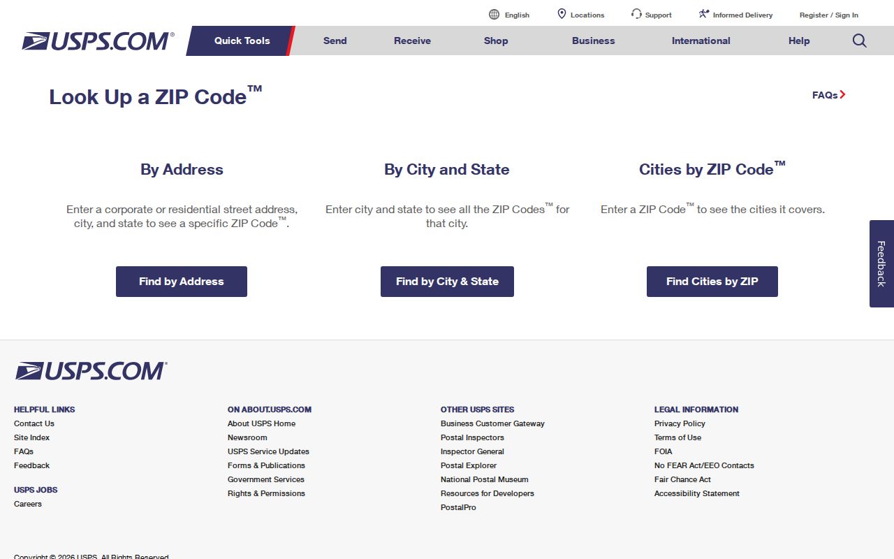 Concord ZIP code directory USPS by-address lookup fields